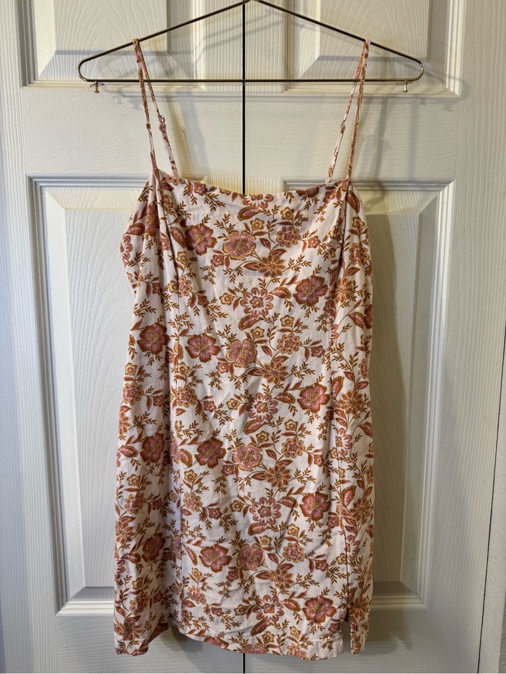 Lush Cream Mini Dress with Pink & Rust Floral Print